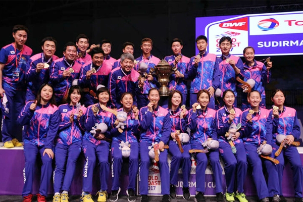 사진 2017년 세계혼합단체전 우승을 차지한 한국선수단, 인도네시아배드민턴협회