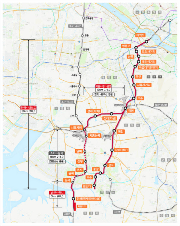 사진제공=국토교통부 / 신안산선 노선도