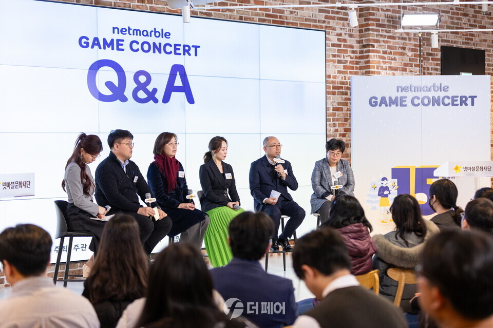 오른쪽부터 한국사회가치평가 김수진 이사, 덕성여자대학교 김진우 교수, 넷마블문화재단 이나영 사무국장, 카이스트 도영임 초빙교수, 함평영화학교 정웅 특수교사 / 사진제공=넷마블문화재단