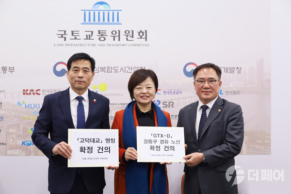 국토부 차관에게 GTX-D 노선 강동구 경유 고덕대교 명칭 확정 건의 / 사진제공=진선미 의원실