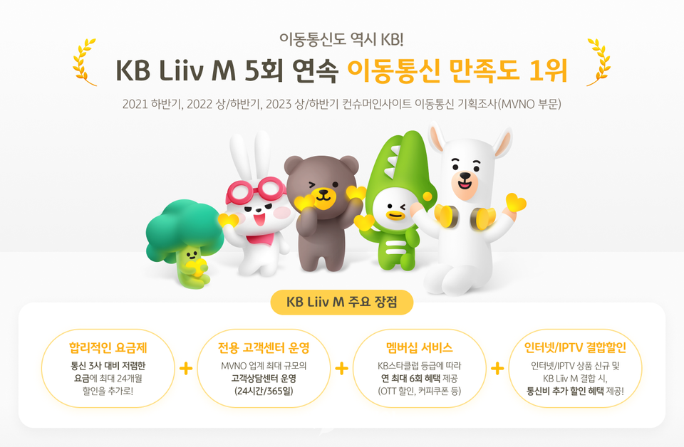KB Liiv M, 이동통신 고객 만족도 5회 연속 1위 달성 홍보 이미지 / 사진제공=KB Liiv M
