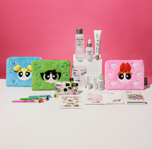 동아제약의 더마코스메틱 브랜드 파티온이 워너브라더스의 인기캐릭터 '파워퍼프걸'과 협업한 기획세트 이미지 / 사진제공=동아제약