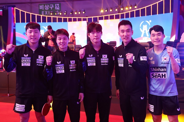사진 BNK부산은행 2024 부산세계탁구선수권대회 남자부 예선 첫 경기를 승리로 장식한 한국 선수들, 대한탁구협회