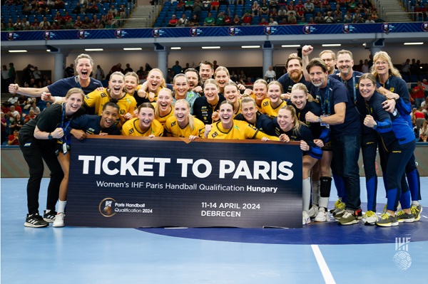 사진  2024 파리 올림픽 본선 진출권을 획득한 스웨덴 선수단, 국제핸드볼연맹(IHF)