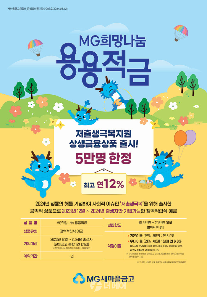 MG새마을금고 희망 나눔 용용적금 포스터 / 사진제공=새마을금고중앙회