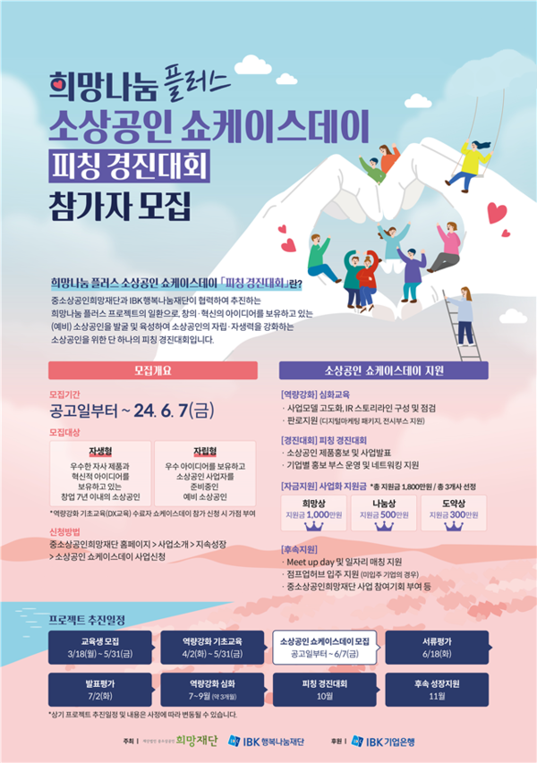 사진제공=IBK기업은행 / 소상공인 쇼케이스데이 피칭 경진대회 참가자 모집