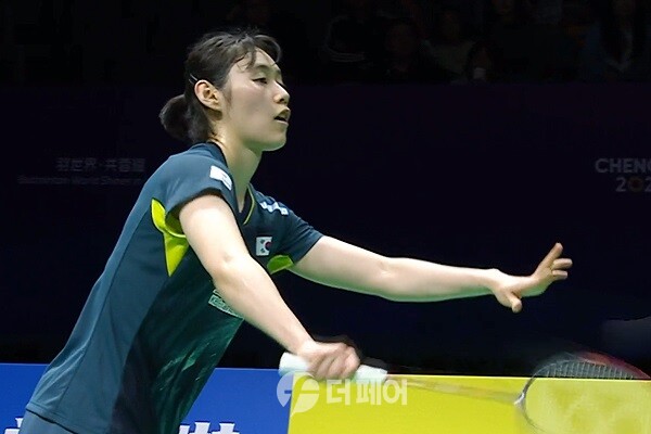 사진 제30회 세계여자단체배드민턴선수권대회 8강 3경기 2단식에서 승리를 거둔 심유진 경기 모습