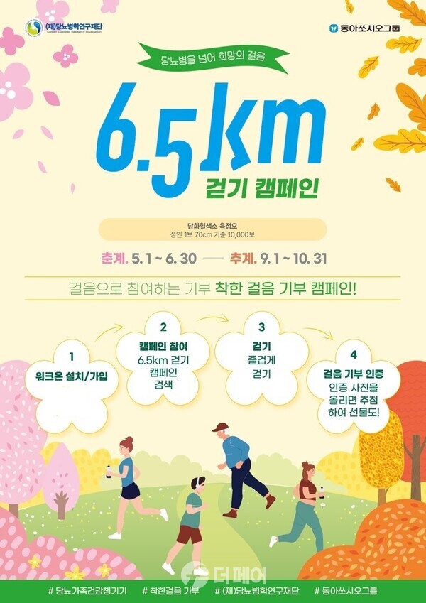 사진제공=동아쏘시오홀딩스 / 당뇨병을 넘어 희망의 걸음 6.5km 걷기 캠페인 포스터