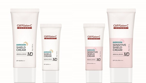 (왼쪽) ‘셀퓨전씨 엑스퍼트 배리덤 쉴드 크림MD 80g, 35g’, (오른쪽) ‘셀퓨전씨 엑스퍼트 배리덤 센서티브 쉴드 크림 MD 35g, 80g’ (사진제공= 셀퓨전씨 엑스퍼트)