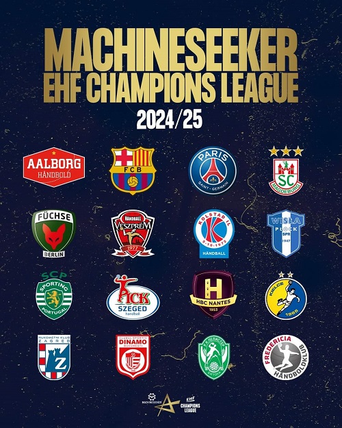 사진 2024-25 Machineseeker EHF 챔피언스리그에 출전하는 남자부 16팀, 사진 제공=유럽핸드볼연맹