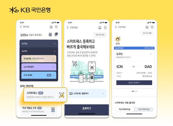 KB국민은행이 대표 플랫폼 KB스타뱅킹의 국민지갑에서 첨단 안면인식 기술을 활용한 스마트패스 서비스를 제공하고 있다.  사진=KB국민은행