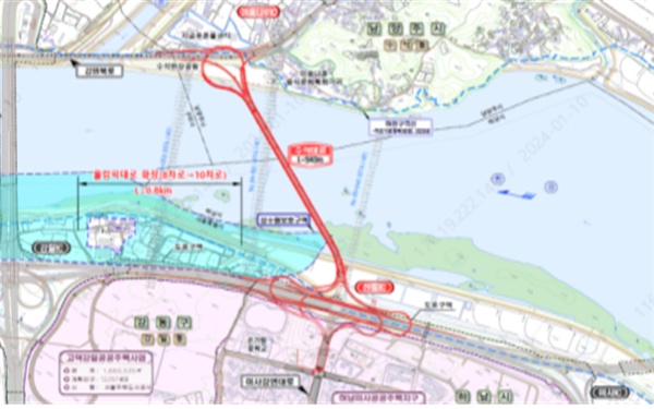 수석대교 신설 기본계획 노선도(안) / 사진=LH