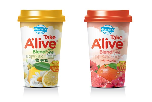 동원F&B(대표이사 김성용)가 스테디셀러인 ‘덴마크 테이크 얼라이브(Take A’live)’에 허브티를 접목시킨 ‘덴마크 테이크 얼라이브 블렌드’ 2종을 출시했다고 22일 밝혔다.