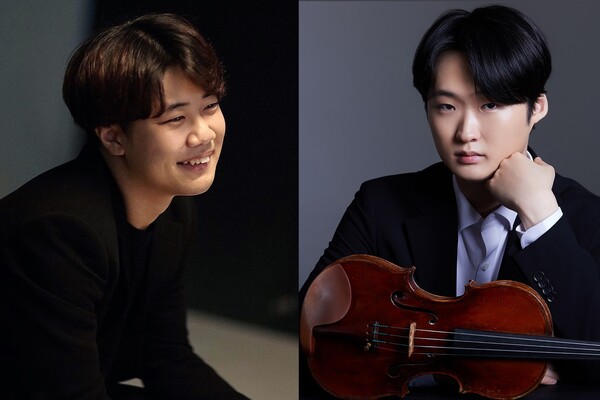 미국 3대 피아노 콩쿠르인 지나 바카우어 올해 우승자 피아니스트 ‘선율’(왼쪽)과 퀸엘리자베스 콩쿠르 본선 진출한 바이올리니스트 ‘유다윤’ 사진=신한은행