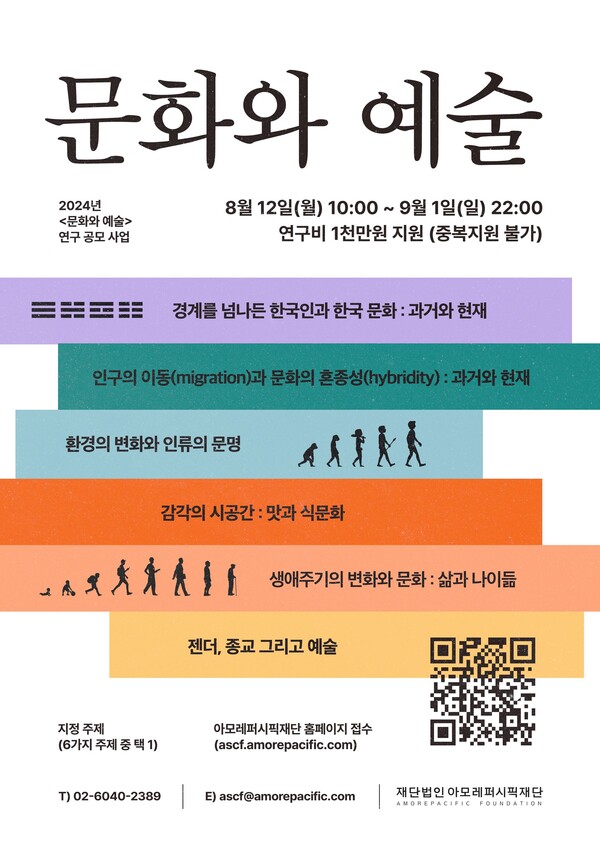 아모레퍼시픽재단이 2024년 '문화와 예술' 연구 공모를 시작한다.  사진= 아모레퍼시픽