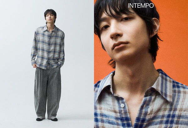 인템포무드 멀티 컬러 체크 셔츠 룩북 이미지 / 사진=인템포무드 제공