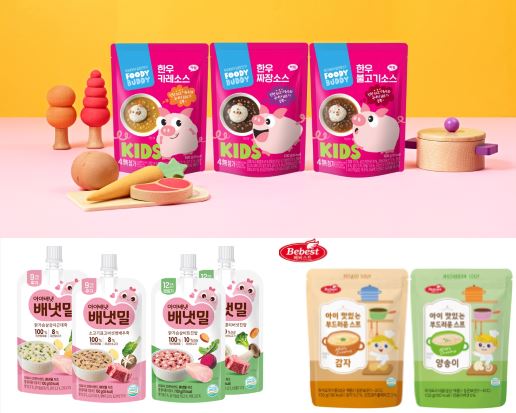 사진= (상단) 푸디버디, (하단왼쪽) 배냇밀, (하단오른쪽) 베베스트