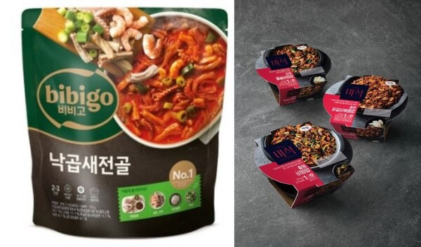 (왼쪽)비비고 '비비고 낙곱새전골', (오른쪽) 더미식 '황등 비빔밥'. 사진= CJ제일제당, 하림