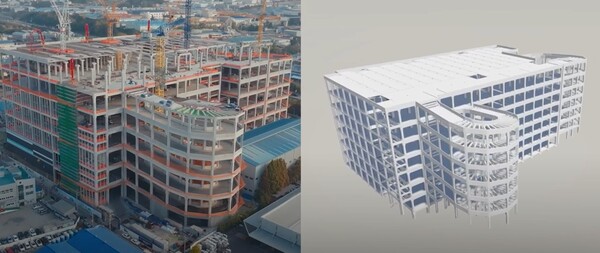 PC공사 현황과 BIM모델의 디지털트윈. /사진=DL건설