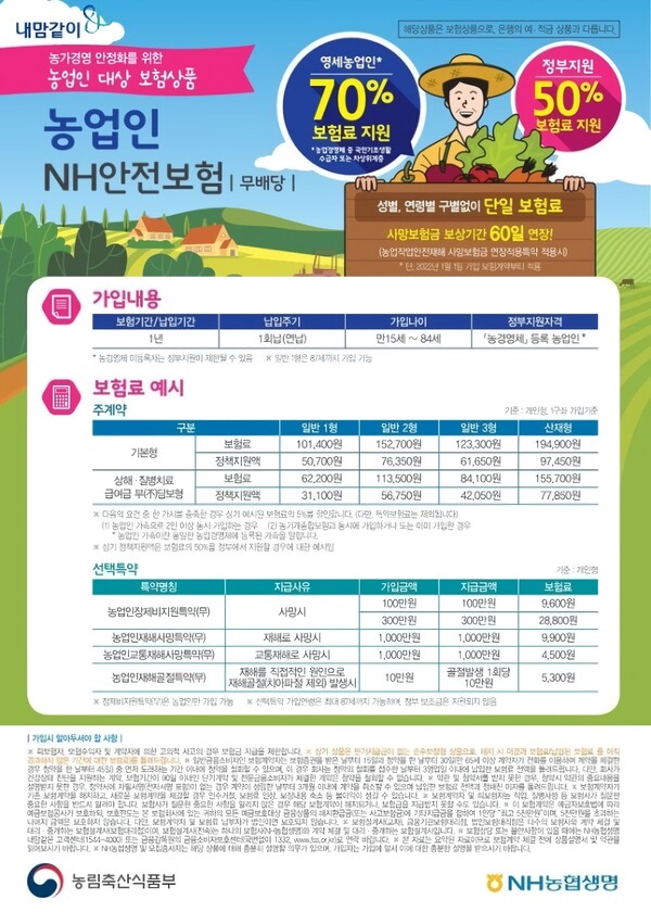 농업인 안전보험료 지원사업 홍보물 / 사진=전라남도