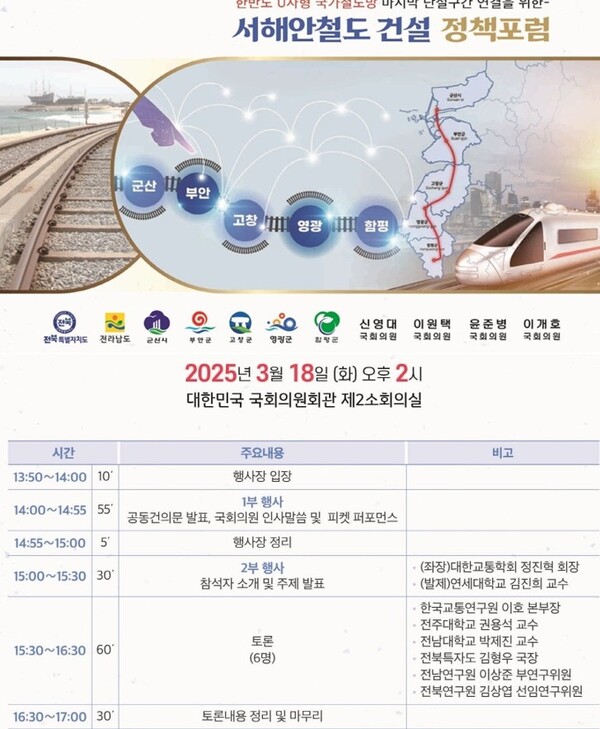 서해안철도 건설 정책포험 행사 홍보물 / 사진 = 고창군