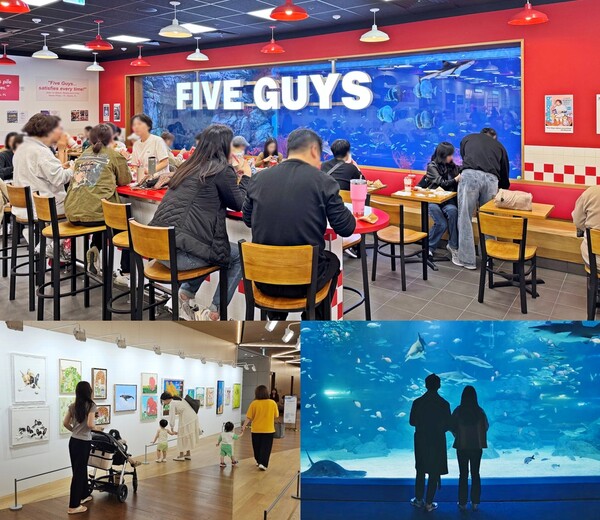 파이브가이즈 광교, 갤러리아 광교, 아쿠아플라넷 광교 전경 / 사진=한화갤러리아