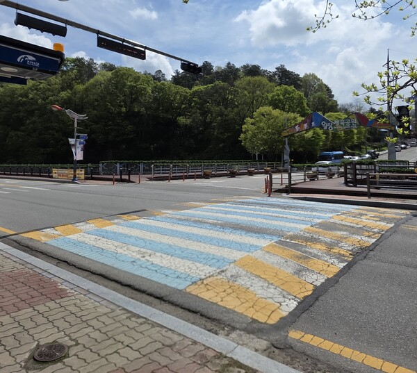 만남쉼터 앞 보행신호 정주기신호 / 사진 = 진안군