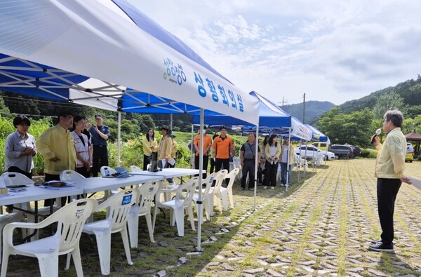 장성군이 10일 북일면 문암리에서 산사태 대응훈련을 실시했다 / 사진=장성군