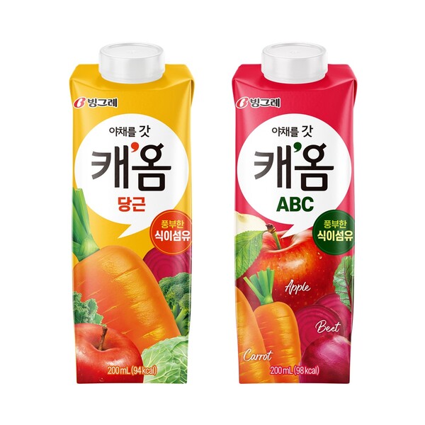 과채주스 신제품 ‘캐옴’ 2종(당근, ABC) 출시 / 사진=빙그레