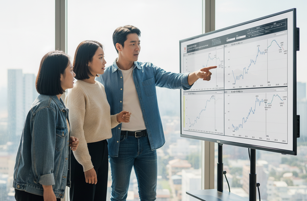 롯데웰푸드 ‘AI 구매 어시스턴트’를 활용하고 있는 담당자들 연출 이미지 / 사진=롯데웰푸드