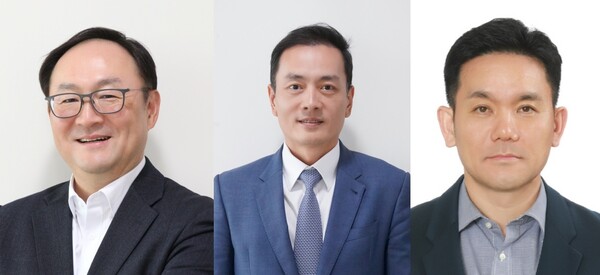 왼쪽부터 윤성노 동원시스템즈 패키징사업부문 대표, 이진욱 동원기술투자 대표이사, 정해철 동원홈푸드 중국법인장 / 사진=동원그룹