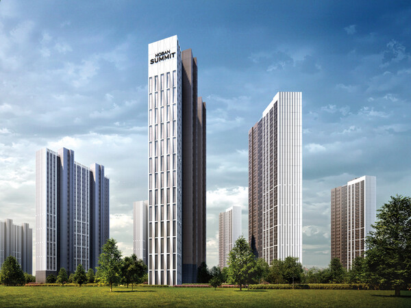 호반건설은 ‘2025 한국색채대상’에서 ‘라이트웨이브(Lightwave)’ 콘셉트를 기반으로 한 외부 입면 디자인으로 혁신(레드)상을 수상했다 / 사진=호반건설